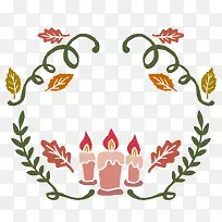 矢量装饰感恩节蜡烛边框-空若网 矢量装饰感恩节蜡烛边框-空若网
