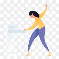 夸张风格办公打印女子人物插画-空若网 夸张风格办公打印女子人物插画-空若网