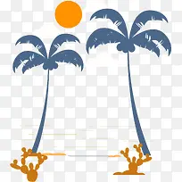 手绘小清新沙滩风景插画图案-空若网 手绘小清新沙滩风景插画图案-空若网