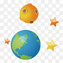 地球星星月球手绘卡通-空若网 地球星星月球手绘卡通-空若网