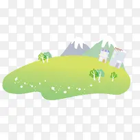 扁平化的房子树和山-空若网 扁平化的房子树和山-空若网