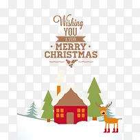 扁平化雪景中的房子背景-空若网 扁平化雪景中的房子背景-空若网