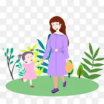 手绘卡通妈妈牵着孩子的手-空若网 手绘卡通妈妈牵着孩子的手-空若网