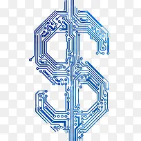 蓝色电流金钱符号-空若网 蓝色电流金钱符号-空若网