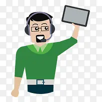 卡通话务员男人素材-空若网 卡通话务员男人素材-空若网