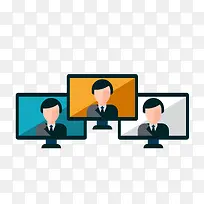 扁平化三个电视的会议免抠素材-空若网 扁平化三个电视的会议免抠素材-空若网