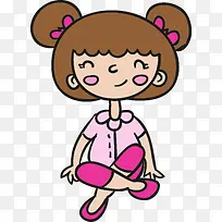 手绘卡通盘腿坐的女孩矢量图-空若网 手绘卡通盘腿坐的女孩矢量图-空若网