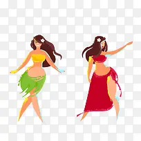 彩色手绘卡通草裙舞-空若网 彩色手绘卡通草裙舞-空若网