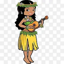 露齿少女与吉他草裙舞-空若网 露齿少女与吉他草裙舞-空若网