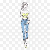手绘时尚模特免抠素材-空若网 手绘时尚模特免抠素材-空若网