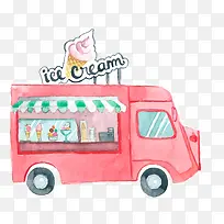 水彩手绘冰淇淋车辆设计-空若网 水彩手绘冰淇淋车辆设计-空若网