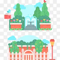 美丽公园风景矢量图下载-空若网 美丽公园风景矢量图下载-空若网