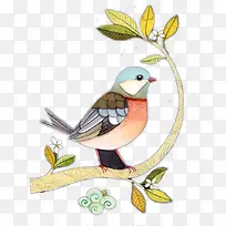 手绘柠檬树枝头上的小鸟-空若网 手绘柠檬树枝头上的小鸟-空若网