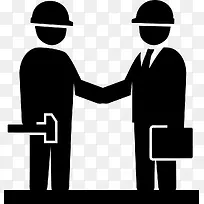 黑白图标建筑工地握手的两个人-空若网 黑白图标建筑工地握手的两个人-空若网