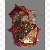 彩色悬空木屋建筑-空若网 彩色悬空木屋建筑-空若网