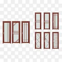 高档木质玻璃门窗矢量图-空若网 高档木质玻璃门窗矢量图-空若网