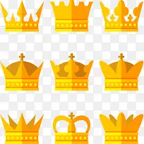 9款扁平化金色王冠矢量素材-空若网 9款扁平化金色王冠矢量素材-空若网