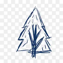 蓝色手绘的松树素材-空若网 蓝色手绘的松树素材-空若网