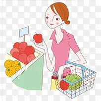 卡通女人买水果-空若网 卡通女人买水果-空若网