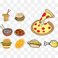西餐食物西式快餐矢量图-空若网 西餐食物西式快餐矢量图-空若网
