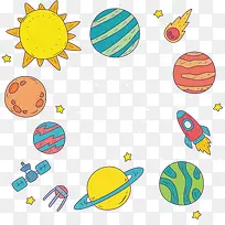 卡通彩色星球火箭-空若网 卡通彩色星球火箭-空若网