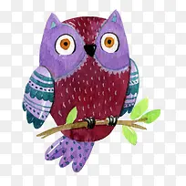 水彩绘树枝上的猫头鹰矢量-空若网 水彩绘树枝上的猫头鹰矢量-空若网