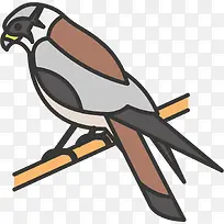 矢量图树枝上停留的小鸟-空若网 矢量图树枝上停留的小鸟-空若网