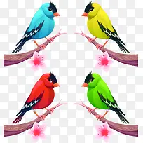 矢量手绘树枝上的小鸟-空若网 矢量手绘树枝上的小鸟-空若网