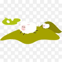 小羊吃草草地png矢量素材-空若网 小羊吃草草地png矢量素材-空若网