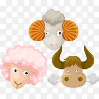 可爱小羊小牛矢量PNG素材-空若网 可爱小羊小牛矢量PNG素材-空若网