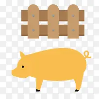 矢量扁平化黄色小猪-空若网 矢量扁平化黄色小猪-空若网