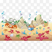 卡通海底生物矢量素材-空若网 卡通海底生物矢量素材-空若网