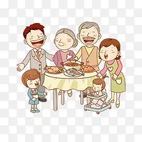 卡通手绘团圆饭年夜饭-空若网 卡通手绘团圆饭年夜饭-空若网