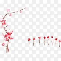 手绘粉色桃花插画-空若网 手绘粉色桃花插画-空若网