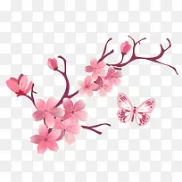 手绘浪漫桃花树枝-空若网 手绘浪漫桃花树枝-空若网