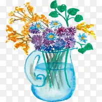 水彩手绘玻璃花瓶-空若网 水彩手绘玻璃花瓶-空若网