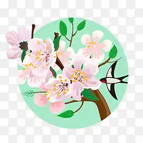 立春卡通桃花树枝燕子矢量图ps-空若网 立春卡通桃花树枝燕子矢量图ps-空若网