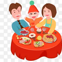 插画一家吃饭-空若网 插画一家吃饭-空若网