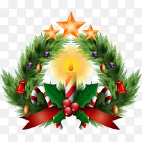 矢量手绘蜡烛和松树枝-空若网 矢量手绘蜡烛和松树枝-空若网