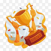 矢量大力捧奖杯-空若网 矢量大力捧奖杯-空若网