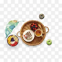 免抠卡通食物下午茶树叶装饰-空若网 免抠卡通食物下午茶树叶装饰-空若网