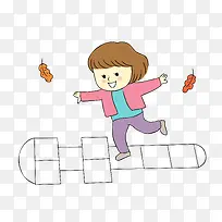 卡通跳房子可爱女孩-空若网 卡通跳房子可爱女孩-空若网