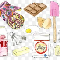 手绘厨房元素-空若网 手绘厨房元素-空若网
