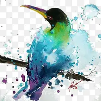 蓝色手绘小鸟-空若网 蓝色手绘小鸟-空若网