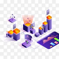 紫色立体数据矢量图-空若网 紫色立体数据矢量图-空若网