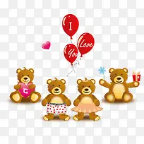 卡通熊爱情元素插图矢量图-空若网 卡通熊爱情元素插图矢量图-空若网