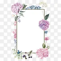 手绘绣球花装饰边框-空若网 手绘绣球花装饰边框-空若网