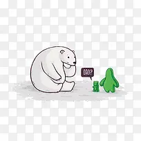 矢量北极熊和仙人掌-空若网 矢量北极熊和仙人掌-空若网