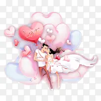 七夕情人节月下爱情情侣插画免费-空若网 七夕情人节月下爱情情侣插画免费-空若网