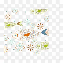 小鱼矢量背景装饰花纹素材-空若网 小鱼矢量背景装饰花纹素材-空若网
